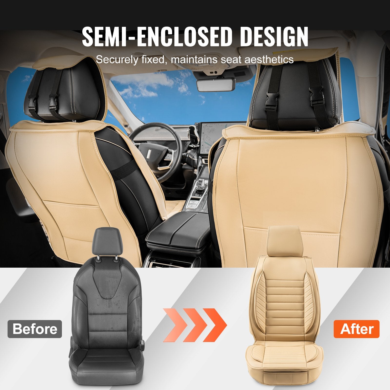 Seat Covers, Universal Car Seat Covers Front Seats, 2pcs Faux Leather Seat Cover, Semi-enclosed Design, V952-ZTMSPGQHGTYX33H2BV0