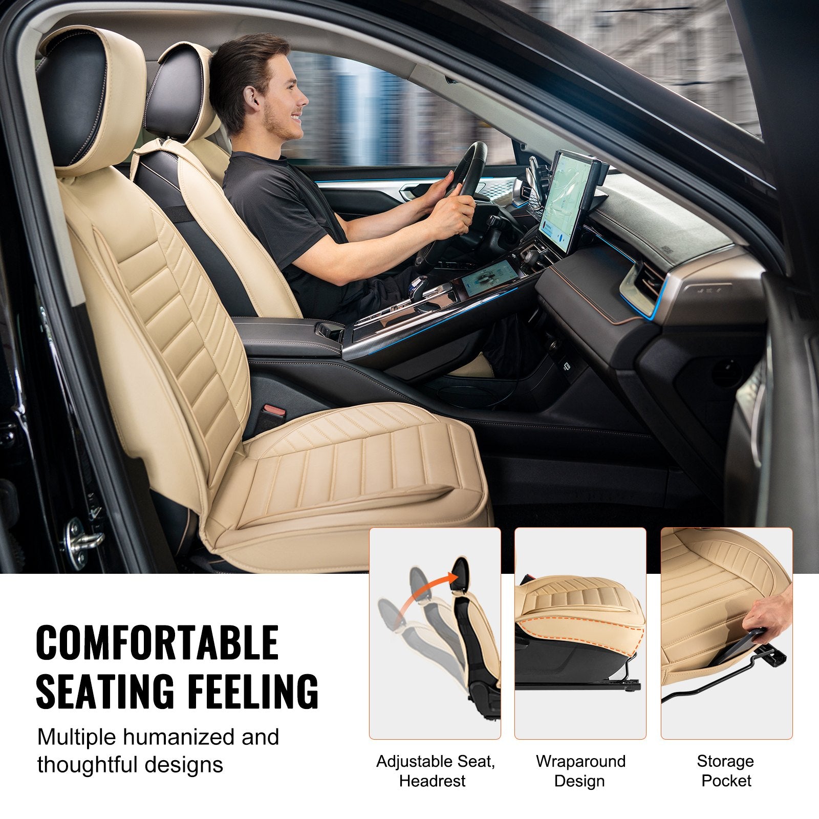 Seat Covers, Universal Car Seat Covers Front Seats, 2pcs Faux Leather Seat Cover, Semi-enclosed Design, V952-ZTMSPGQHGTYX33H2BV0