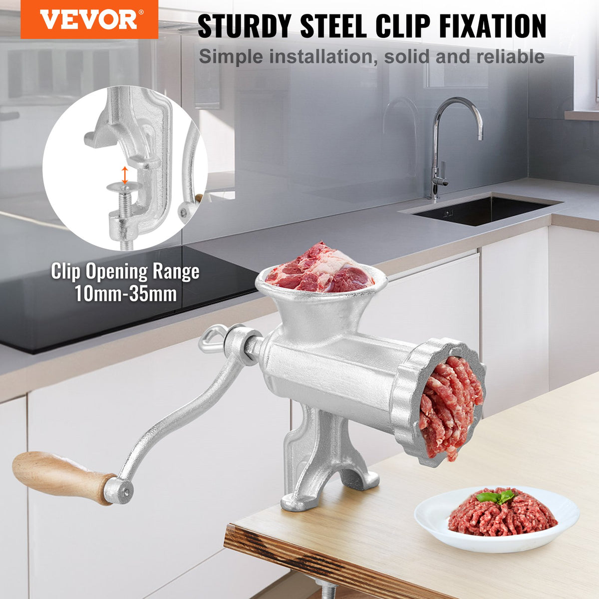 Manual Meat Grinder Heavy Duty Cast Iron Meat Grinder & Steel Table Clamp V952-ZTSDJRJZT800S8NBLV0