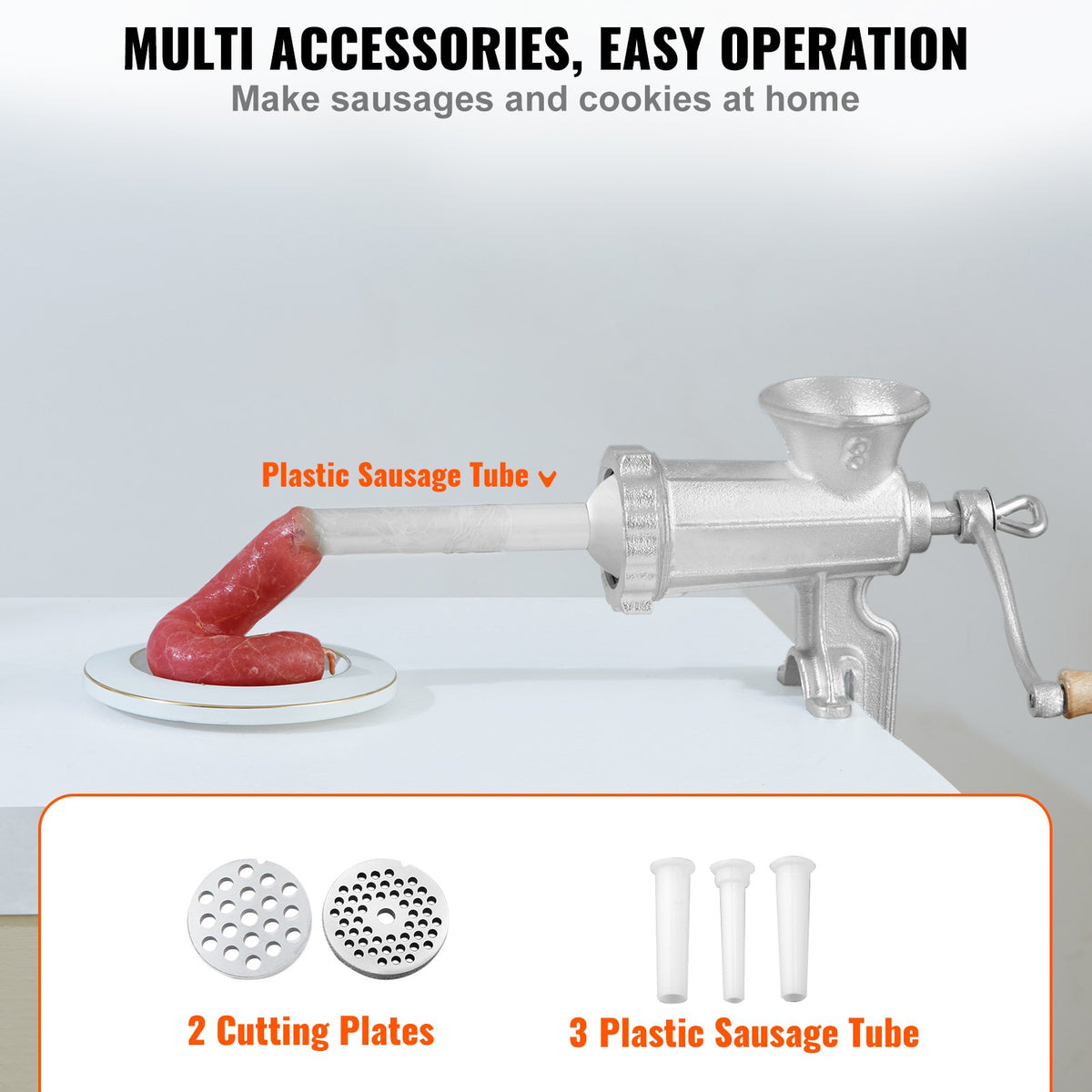 Manual Meat Grinder Heavy Duty Cast Iron Meat Grinder & Steel Table Clamp V952-ZTSDJRJZT800S8NBLV0