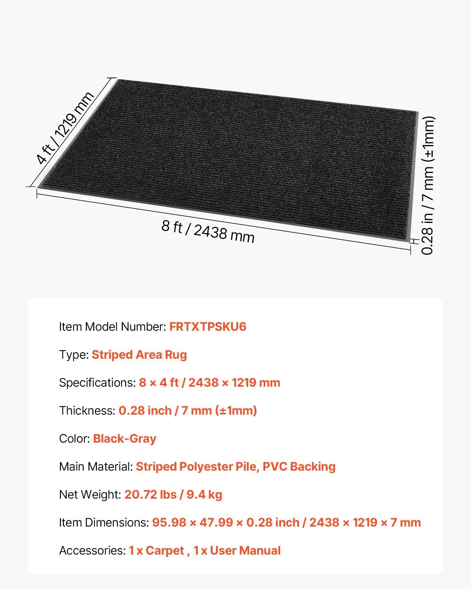 Front Door Mat, 2438 x 1219 mm Commercial Floor Mat for Indoor and Outdoor, Stylish Striped Industrial Carpet V952-ZTWDT84FTHHSYPC9S001V0