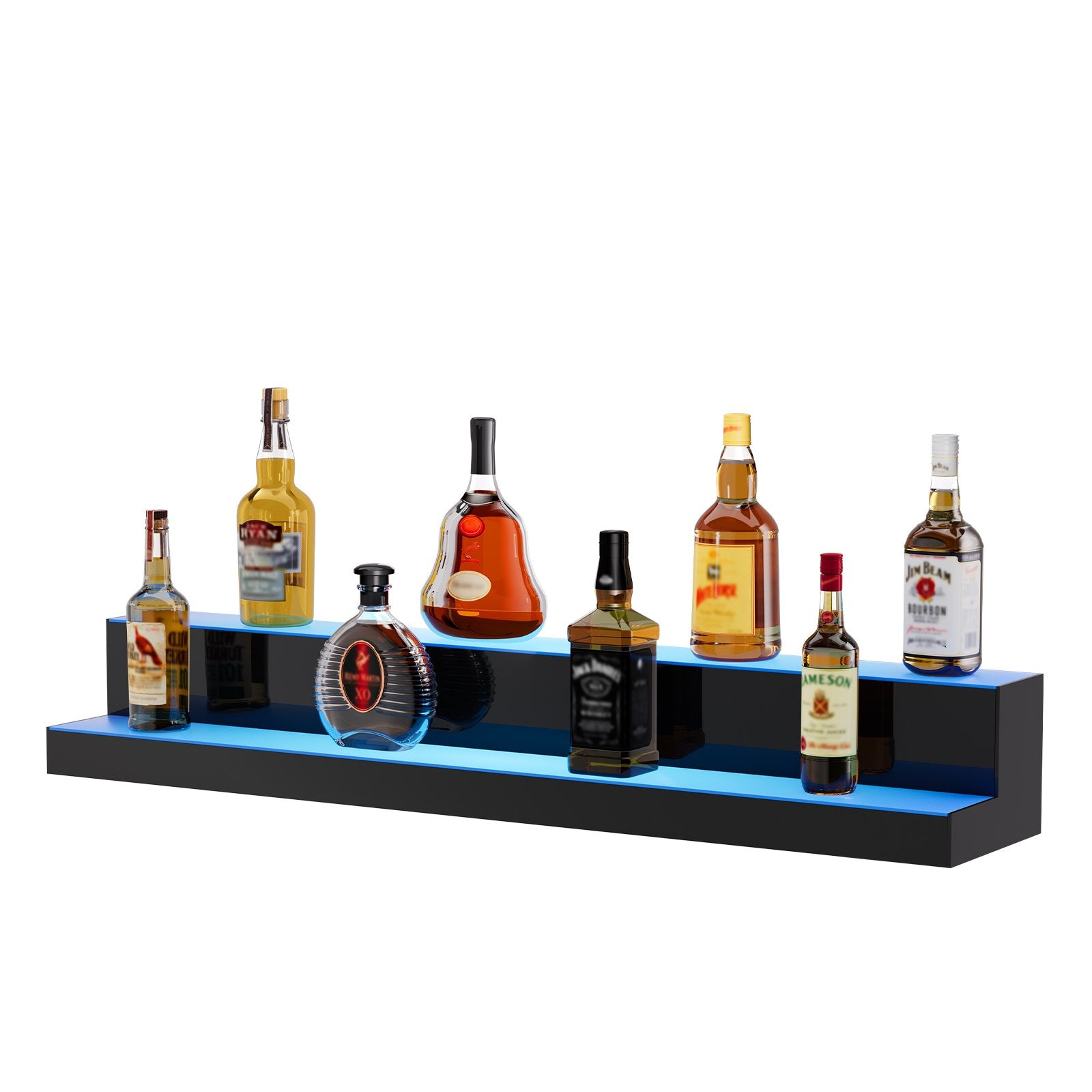 LED Lighted Liquor Bottle Display, 2 Tiers 40 Inch Commercial Illuminated Home Bar Shelf, 2 Steps Whiskey V952-ZTXJPLED240RF8ZR0V3