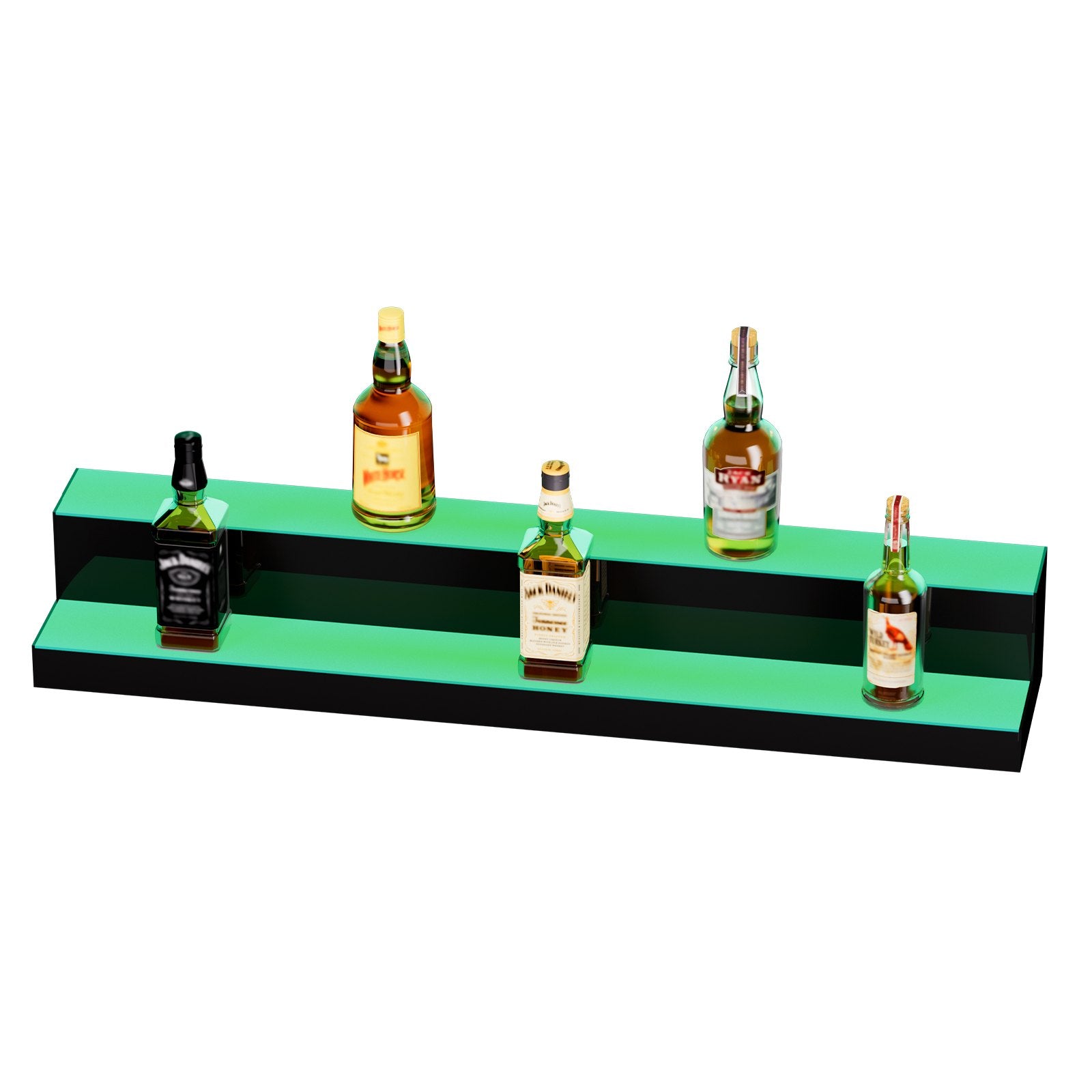 LED Lighted Liquor Bottle Display, 2 Tiers 40 Inch Commercial Illuminated Home Bar Shelf, 2 Steps Whiskey V952-ZTXJPLED240RF8ZR0V3
