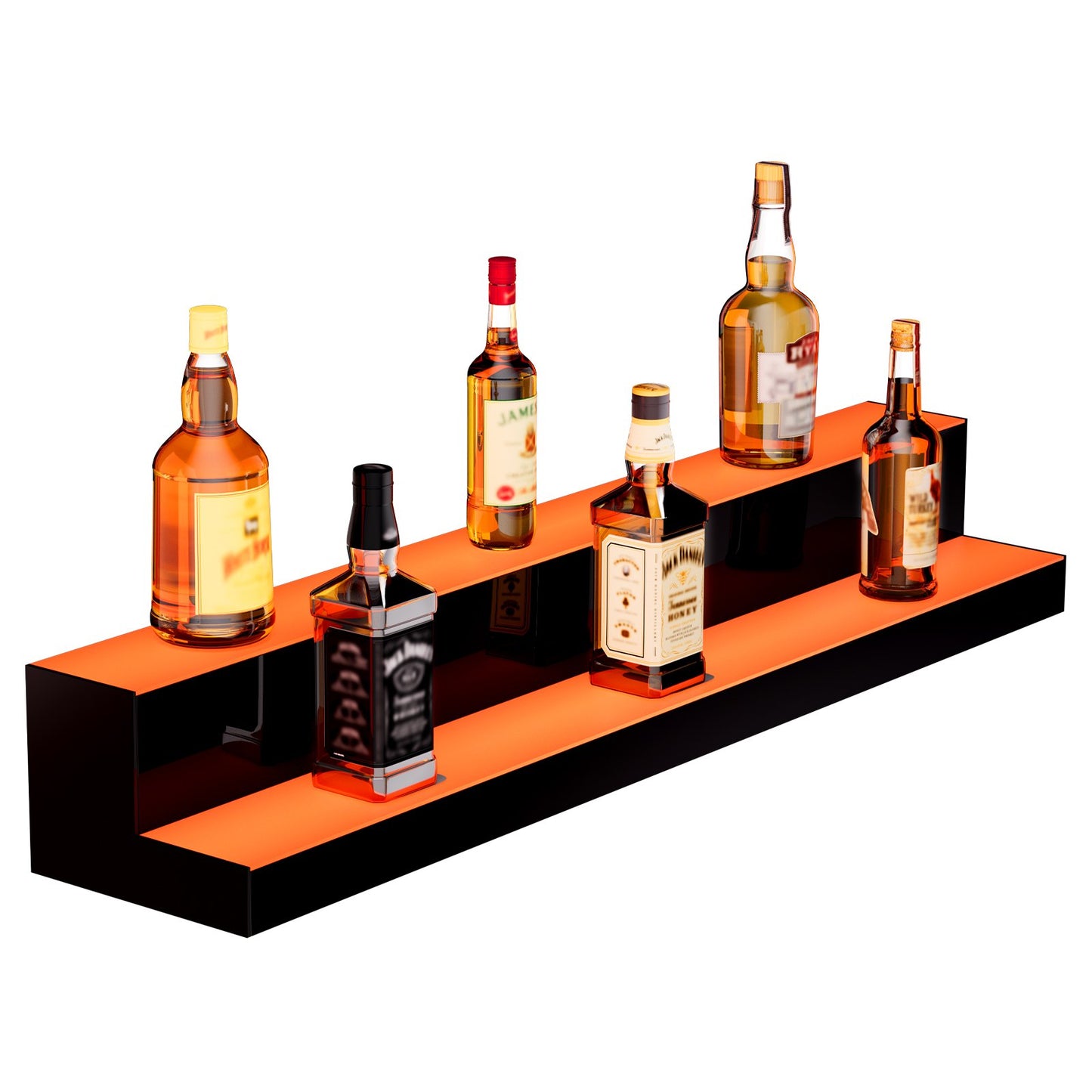 LED Lighted Liquor Bottle Display, 2 Tiers 40 Inch Commercial Illuminated Home Bar Shelf, 2 Steps Whiskey V952-ZTXJPLED240RF8ZR0V3