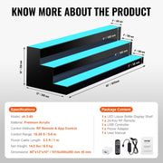 LED Lighted Liquor Bottle Display, 3 Tiers 40 Inch Commercial Illuminated Home Bar Shelf, 3 Steps Whiskey V952-ZTXJPLED340RFAVHOV3
