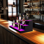 LED Lighted Liquor Bottle Display, 3 Tiers 40 Inch Commercial Illuminated Home Bar Shelf, 3 Steps Whiskey V952-ZTXJPLED340RFAVHOV3