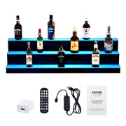 LED Lighted Liquor Bottle Display, 3 Tiers 40 Inch Commercial Illuminated Home Bar Shelf, 3 Steps Whiskey V952-ZTXJPLED340RFAVHOV3