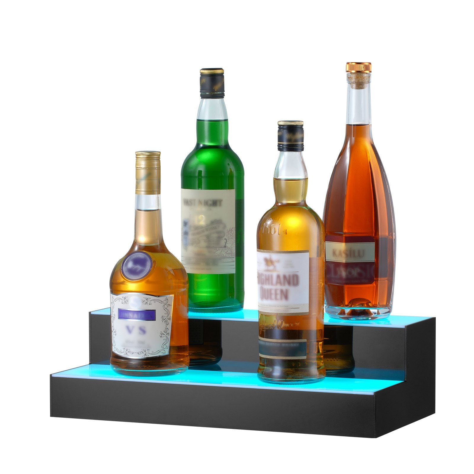 LED Lighted Liquor Bottle Display, 2 Tiers 16 Inch Commercial Illuminated Home Bar Shelf, 2 Steps Whiskey V952-ZTXLEDJPZSJ2BMG48V3