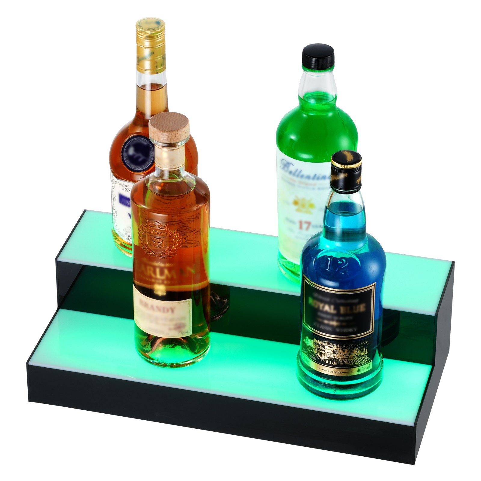 LED Lighted Liquor Bottle Display, 2 Tiers 16 Inch Commercial Illuminated Home Bar Shelf, 2 Steps Whiskey V952-ZTXLEDJPZSJ2BMG48V3