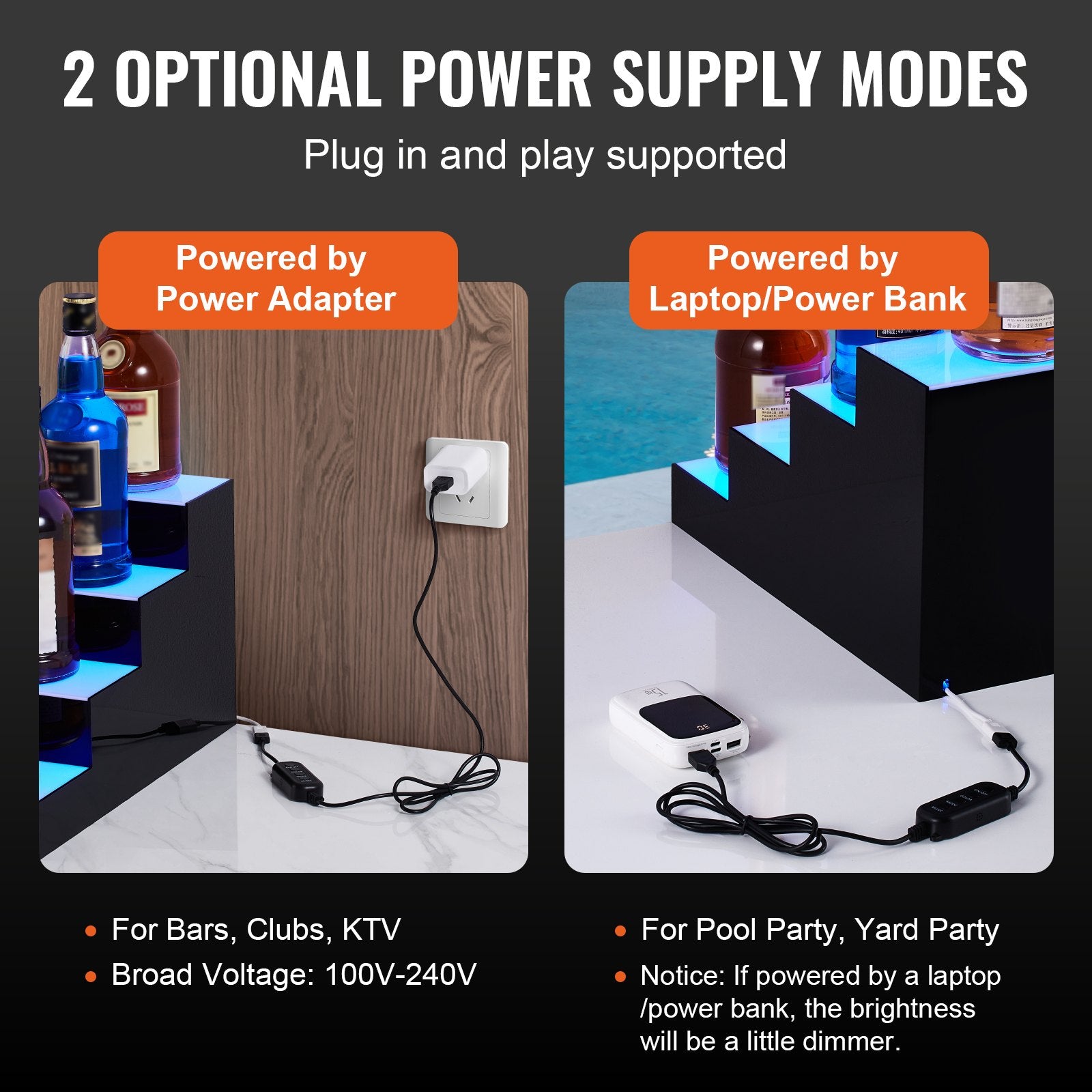 LED Lighted Liquor Bottle Display Bar Shelf RF & App Control 406 mm 4-Step V952-ZTXLEDJPZSJ4YKGNLV3
