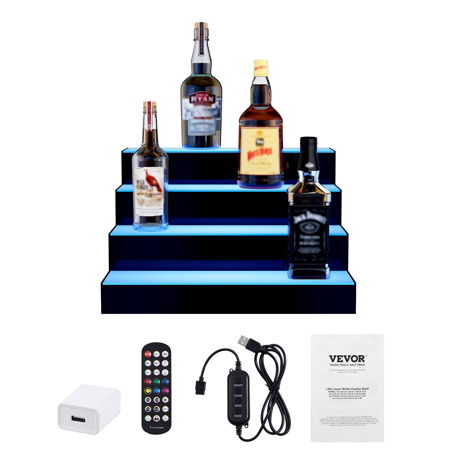 LED Lighted Liquor Bottle Display Bar Shelf RF & App Control 406 mm 4-Step V952-ZTXLEDJPZSJ4YKGNLV3