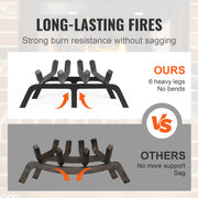 Fireplace Log Grate, 18 inch Heavy Duty Fireplace Grate with 6 Support Legs, Solid Powder-coated Steel Bars, V952-ZTXYMP34X3418YQPWV0