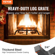 Fireplace Log Grate, 609.6mm Heavy Duty Fireplace Grate with 6 Support Legs, 19.05mm Solid Powder-coated V952-ZTXYMP34X3424Y84PV0