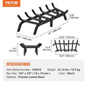 Fireplace Log Grate, 685.8mm Heavy Duty Fireplace Grate with 6 Support Legs, 19.05mm Solid Powder-coated V952-ZTXYMP34X342740JUV0