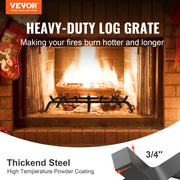 Fireplace Log Grate, 762mm Heavy Duty Fireplace Grate with 6 Support Legs, 19.05mm Solid Powder-coated Steel V952-ZTXYMP34X3430EWF0V0