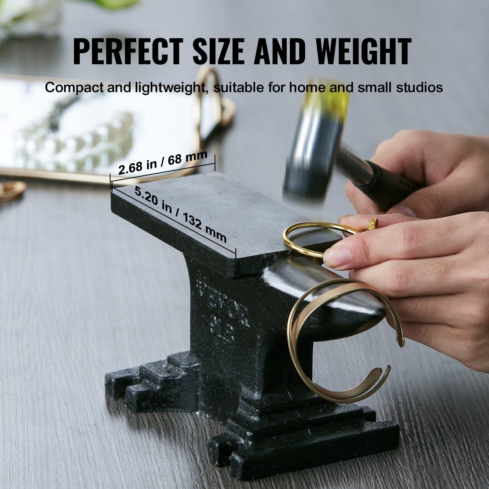 Single Horn Anvil, 8.8Lbs Cast Steel Anvil, High Hardness Rugged Round Horn Anvil Blacksmith, Compact Design V952-ZTZHSZGDJK9LBPA76V0