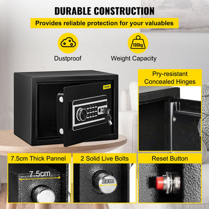 Safe Box, 0.8 CU.FT Fingerprint Safe Box for Money w/ 2 Keys & Digital Keypad, Q235 Steel Safe Box for V952-ZWSBXXHSWC22LQN18V0