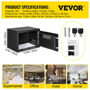 Safe Box, 0.8 CU.FT Fingerprint Safe Box for Money w/ 2 Keys & Digital Keypad, Q235 Steel Safe Box for V952-ZWSBXXHSWC22LQN18V0