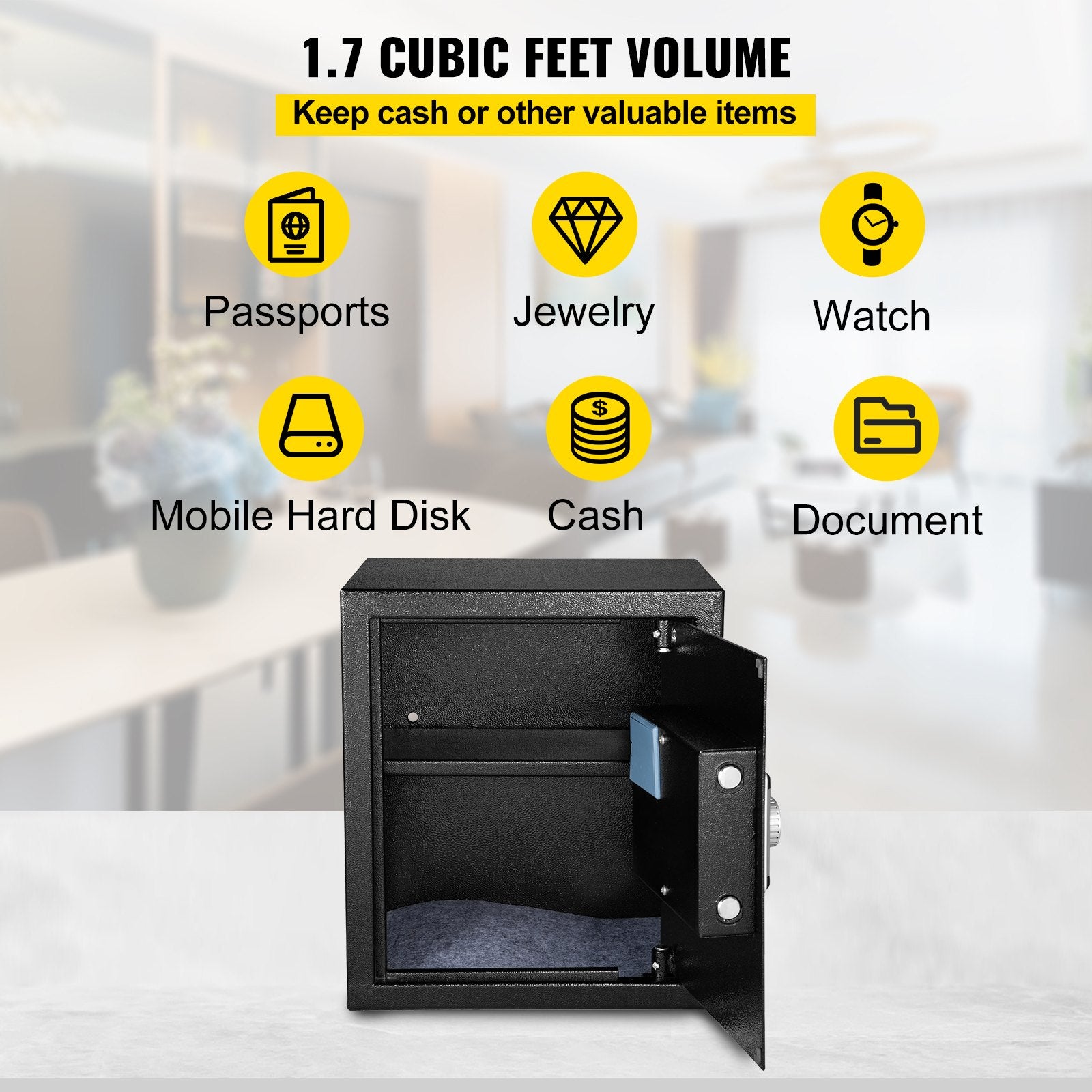 Safe Box, 1.7 CU.FT Fingerprint Safe Box for Money with 2 Keys & Digital Keypad, Q235 Steel Safe Box for V952-ZWSBXXHSWC48LVV8WV0