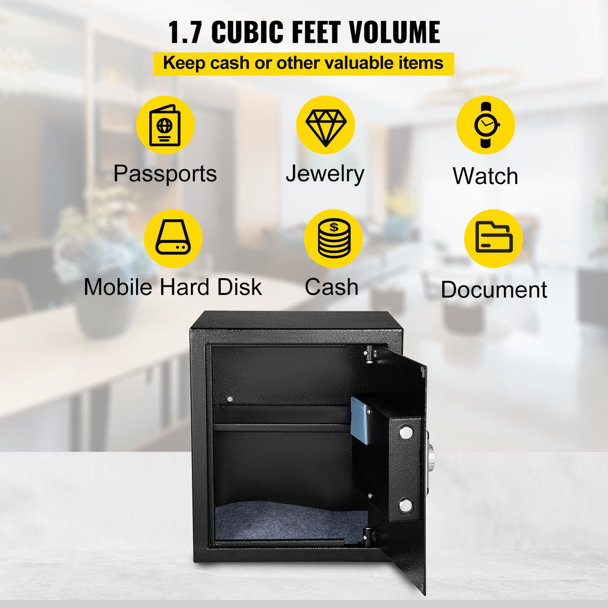 Safe Box, 1.7 CU.FT Fingerprint Safe Box for Money with 2 Keys & Digital Keypad, Q235 Steel Safe Box for V952-ZWSBXXHSWC48LVV8WV0