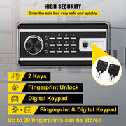 Safe Box, 2.1 CU.FT Fingerprint Safe Box for Money w/ 2 Keys & Digital Keypad, Q235 Steel Safe Box for V952-ZWSBXXHSWC60LWSWEV0