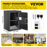 Safe Box, 2.1 CU.FT Fingerprint Safe Box for Money w/ 2 Keys & Digital Keypad, Q235 Steel Safe Box for V952-ZWSBXXHSWC60LWSWEV0