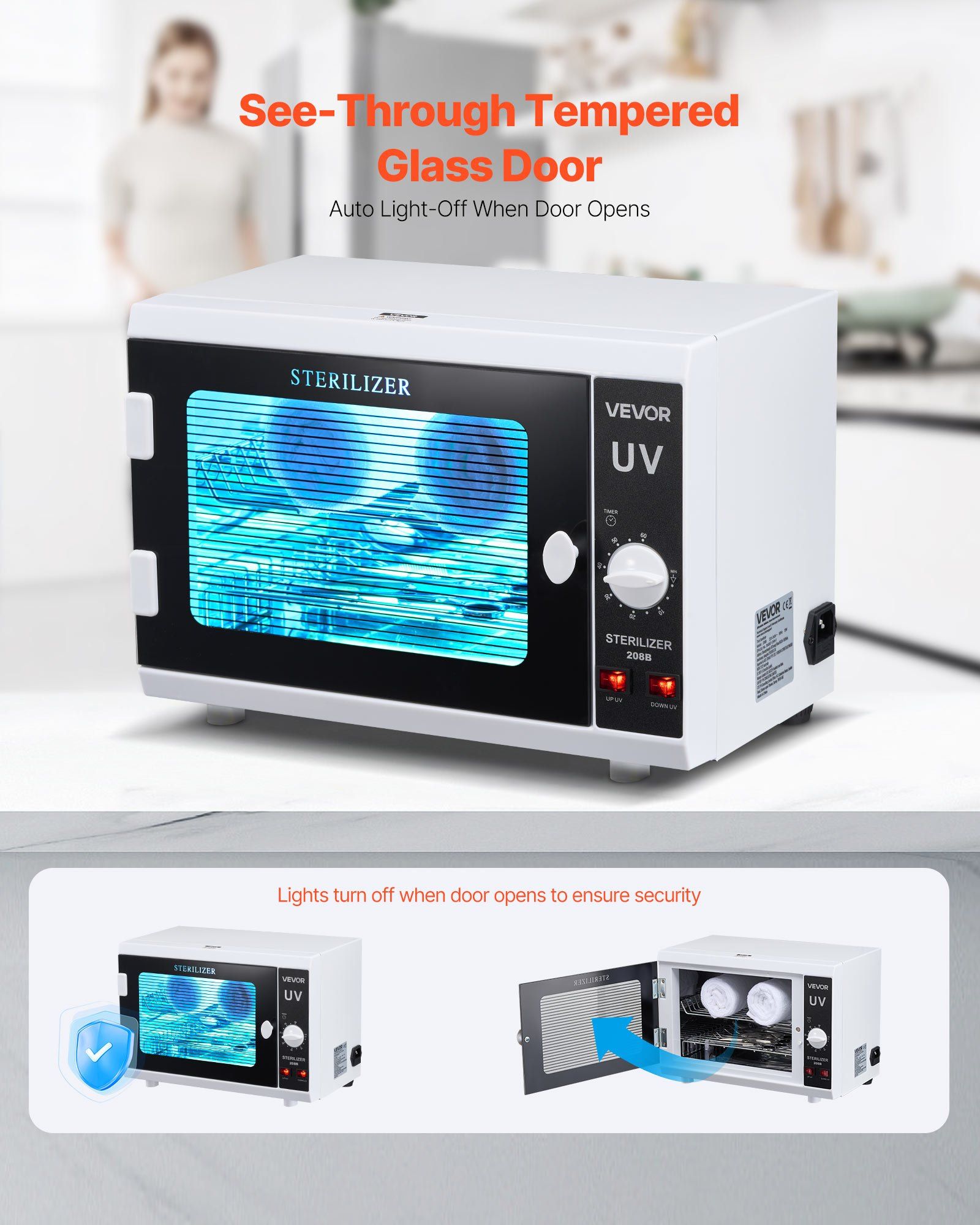 Nail Tool Cleaning Machine, 12L Large Capacity, Knob Control, Tool Cabinet Cleaner Box with Timer Setting, V952-ZWXXDQ12LJXX6GOKT001V3
