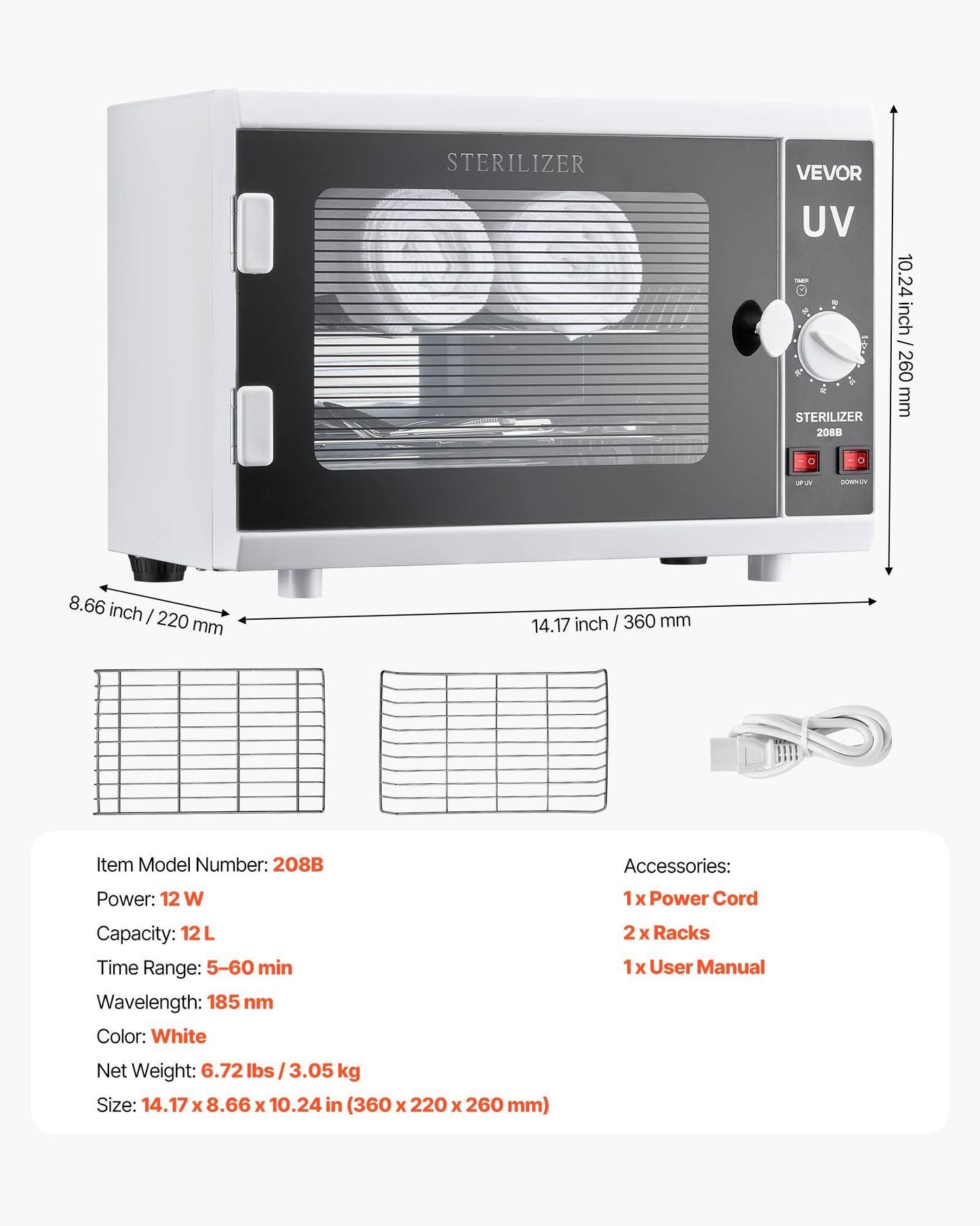Nail Tool Cleaning Machine, 12L Large Capacity, Knob Control, Tool Cabinet Cleaner Box with Timer Setting, V952-ZWXXDQ12LJXX6GOKT001V3