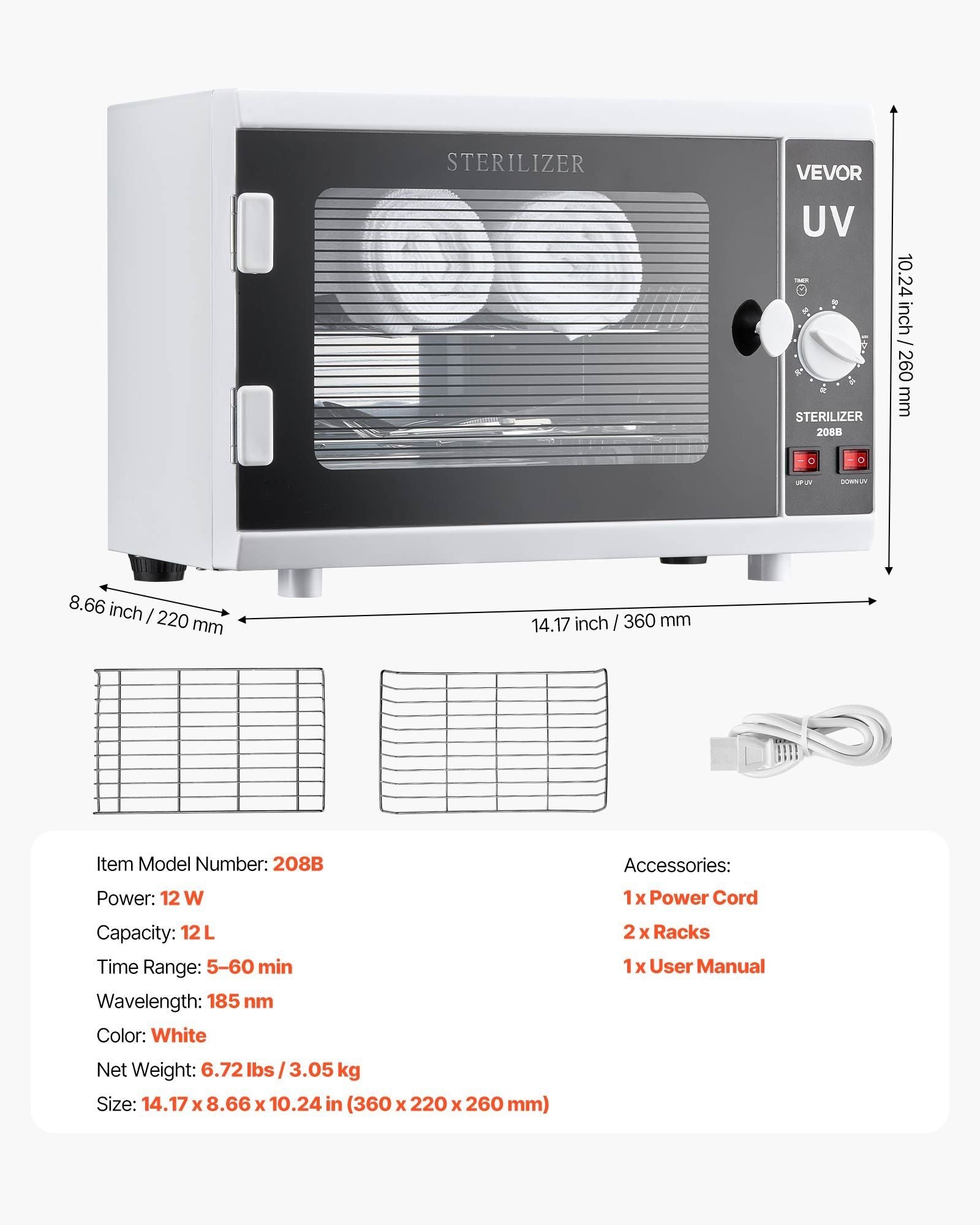 Nail Tool Cleaning Machine, 12L Large Capacity, Knob Control, Tool Cabinet Cleaner Box with Timer Setting, V952-ZWXXDQ12LJXX6GOKT001V3