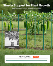 Garden Stakes, 50 Pack, 1170 mm, Plastic Coated Metal Tomato Stakes, Garden Sticks for Plants Support, with V952-ZWZCHYZ12M11ZDALY001V0