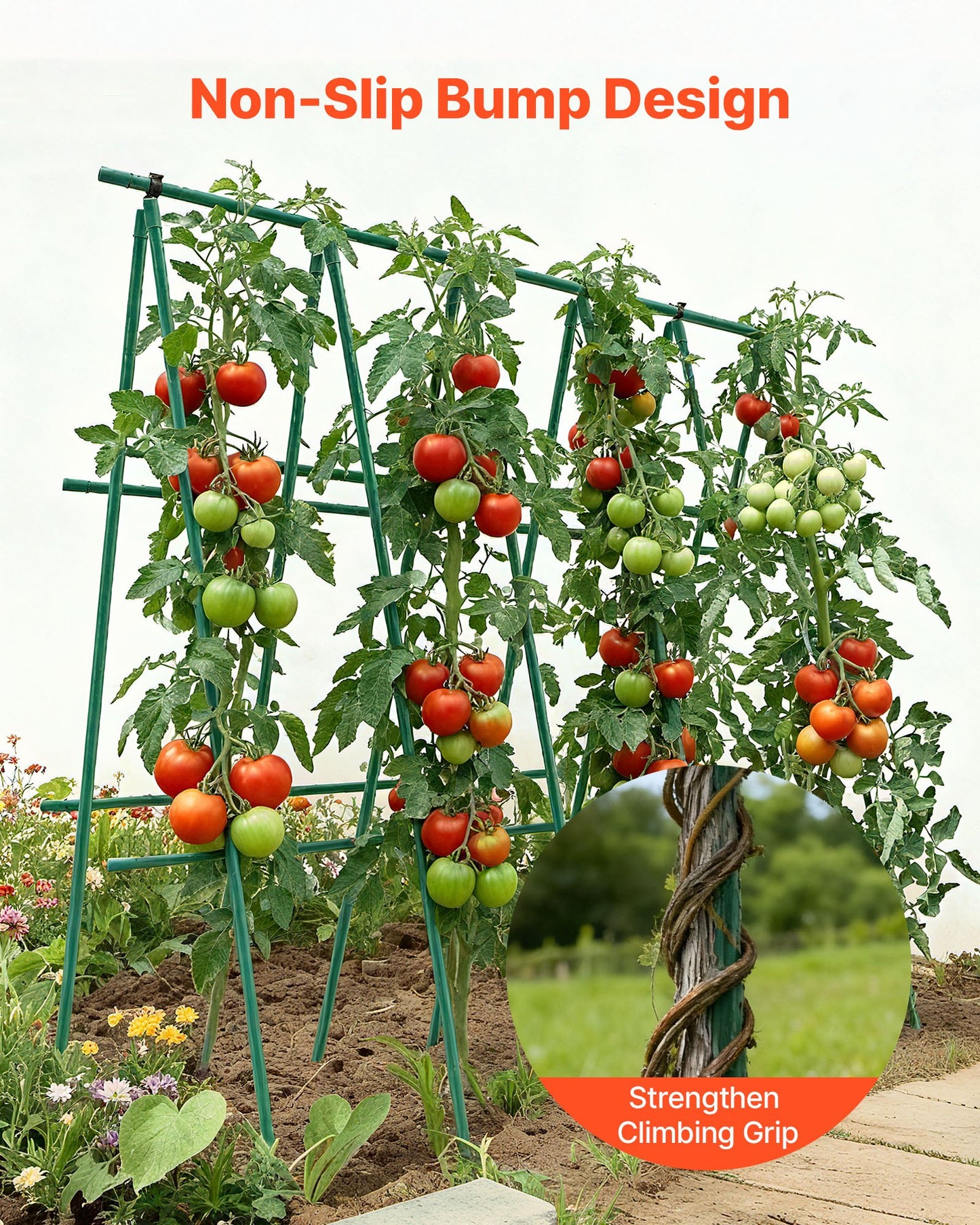 Garden Stakes, 50 Pack, 1170 mm, Plastic Coated Metal Tomato Stakes, Garden Sticks for Plants Support, with V952-ZWZCHYZ12M11ZDALY001V0