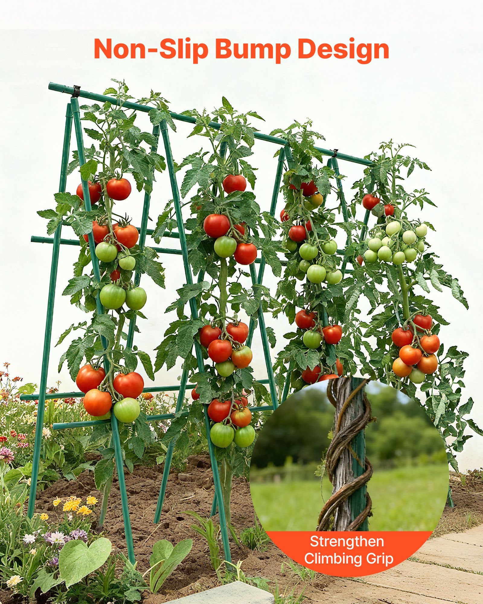 Garden Stakes, 50 Pack, 1170 mm, Plastic Coated Metal Tomato Stakes, Garden Sticks for Plants Support, with V952-ZWZCHYZ12M11ZDALY001V0