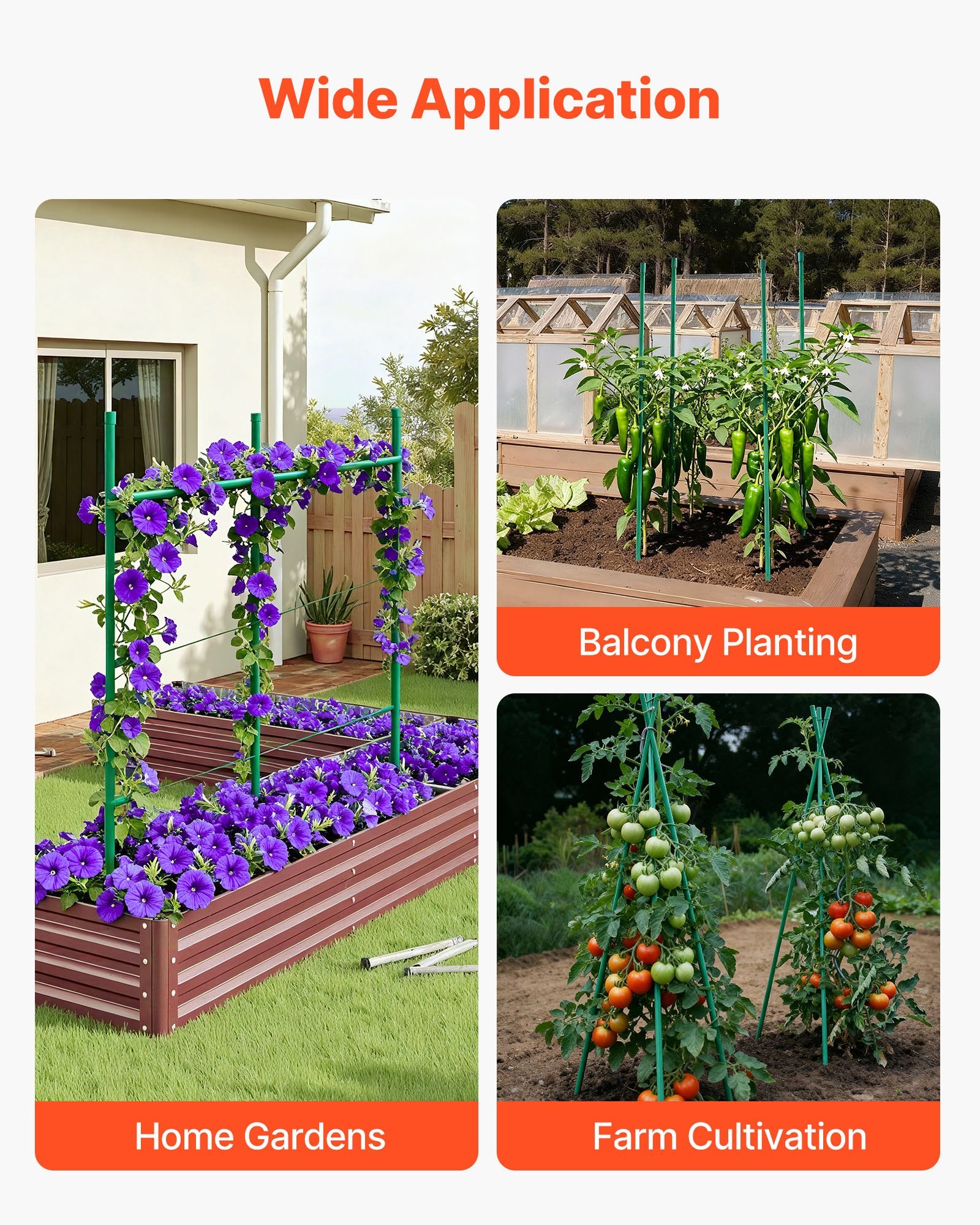 Garden Stakes, 50 Pack, 1170 mm, Plastic Coated Metal Tomato Stakes, Garden Sticks for Plants Support, with V952-ZWZCHYZ12M11ZDALY001V0