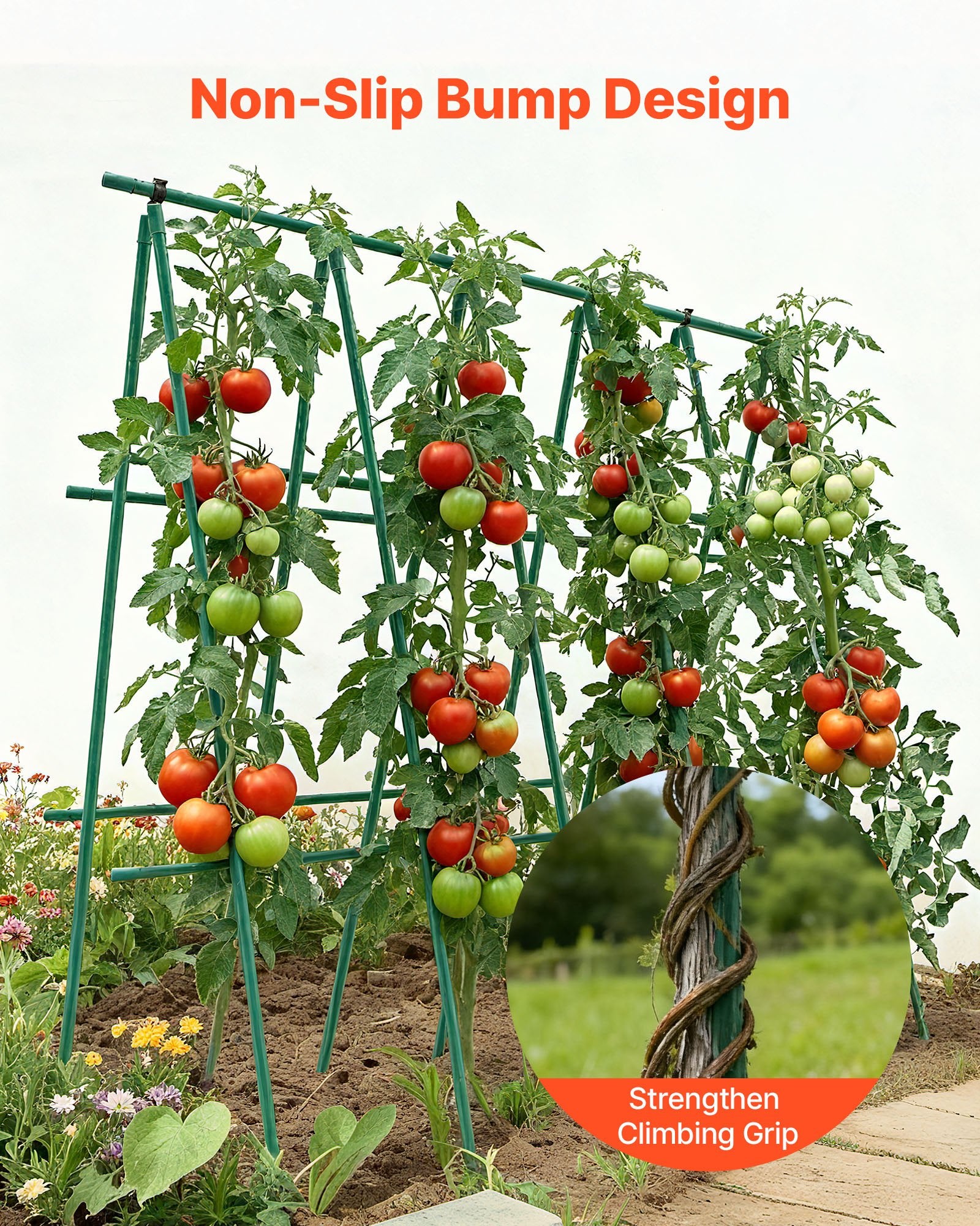Garden Stakes, 50 Pack, 1800 mm, Plastic Coated Metal Tomato Stakes, Garden Sticks for Plants Support, with V952-ZWZCHYZ18M11PMIR5001V0