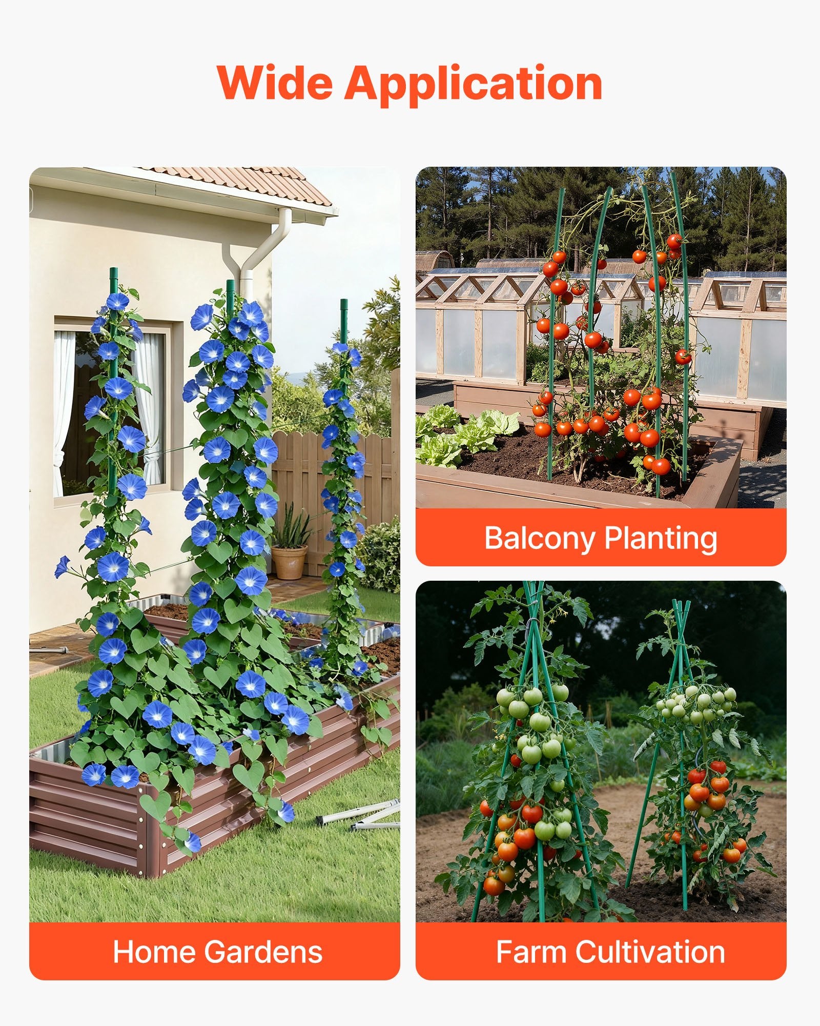 Garden Stakes, 50 Pack, 1800 mm, Plastic Coated Metal Tomato Stakes, Garden Sticks for Plants Support, with V952-ZWZCHYZ18M11PMIR5001V0