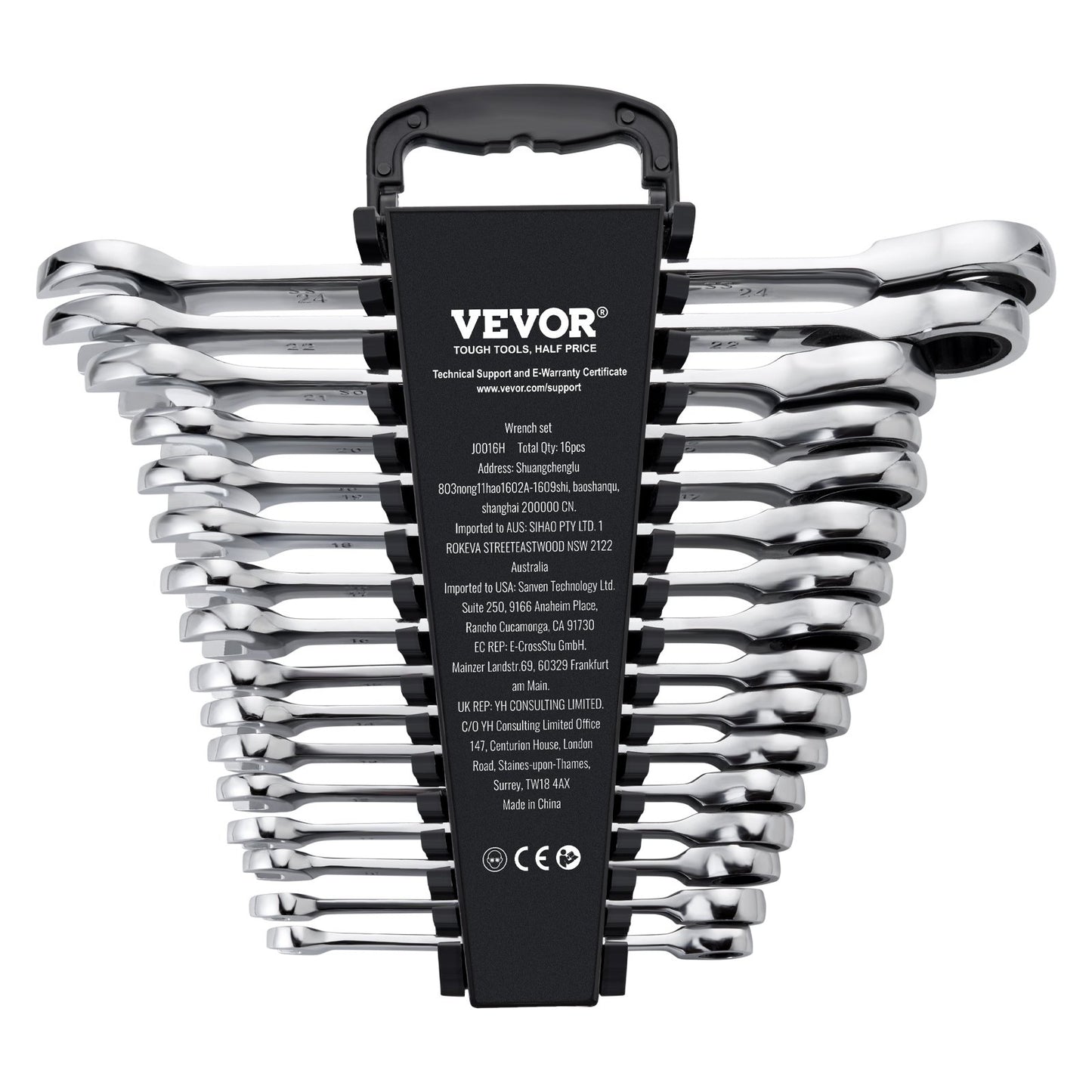 Combination Wrench Set, 16-Piece Ratcheting Wrench Set with Organizer Rack, Cr-V Steel Wrench Set Metric 8 mm V952-ZXBSTZGDK16PX3TR1V0