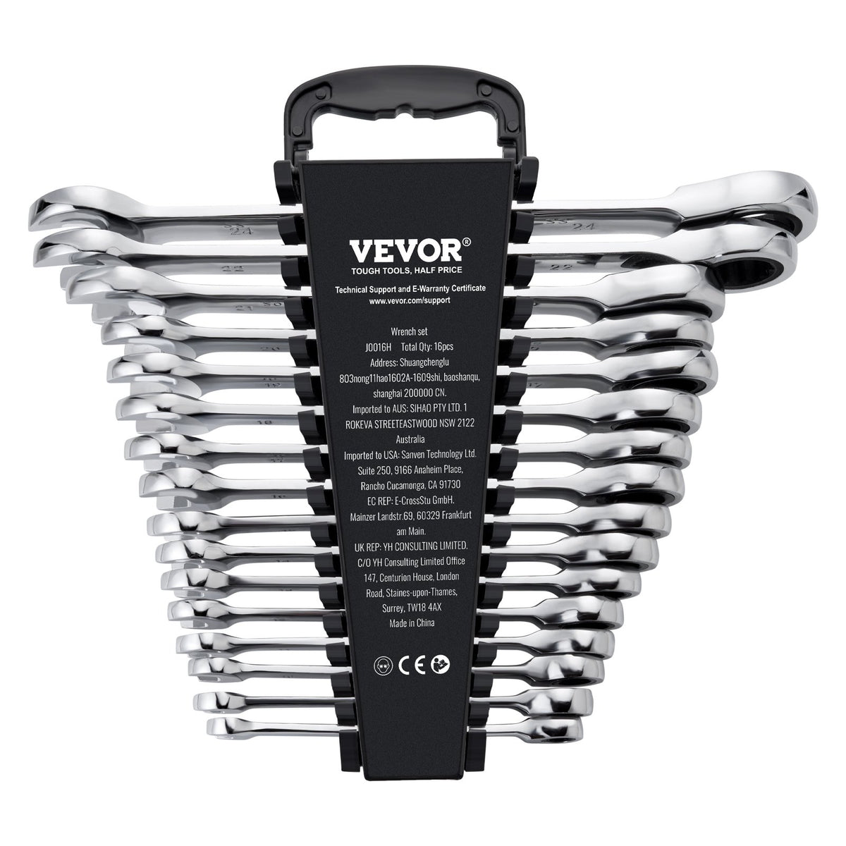 Combination Wrench Set, 16-Piece Ratcheting Wrench Set with Organizer Rack, Cr-V Steel Wrench Set Metric 8 mm V952-ZXBSTZGDK16PX3TR1V0