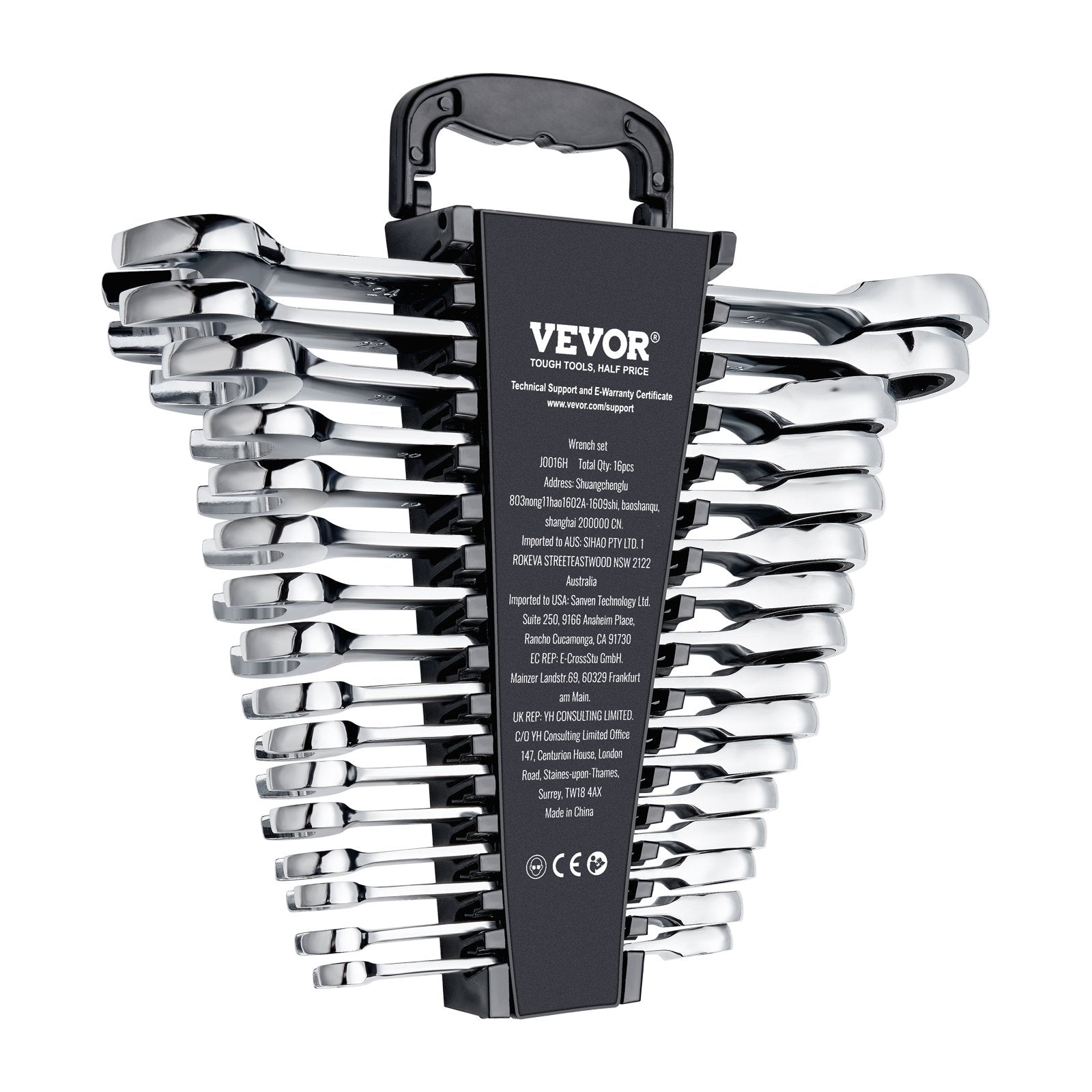 Combination Wrench Set, 16-Piece Ratcheting Wrench Set with Organizer Rack, Cr-V Steel Wrench Set Metric 8 mm V952-ZXBSTZGDK16PX3TR1V0