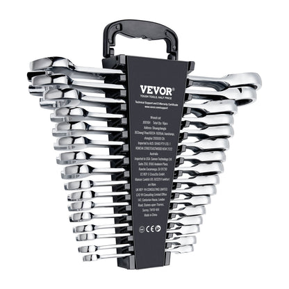 Combination Wrench Set, 16-Piece Ratcheting Wrench Set with Organizer Rack, Cr-V Steel Wrench Set Metric 8 mm V952-ZXBSTZGDK16PX3TR1V0