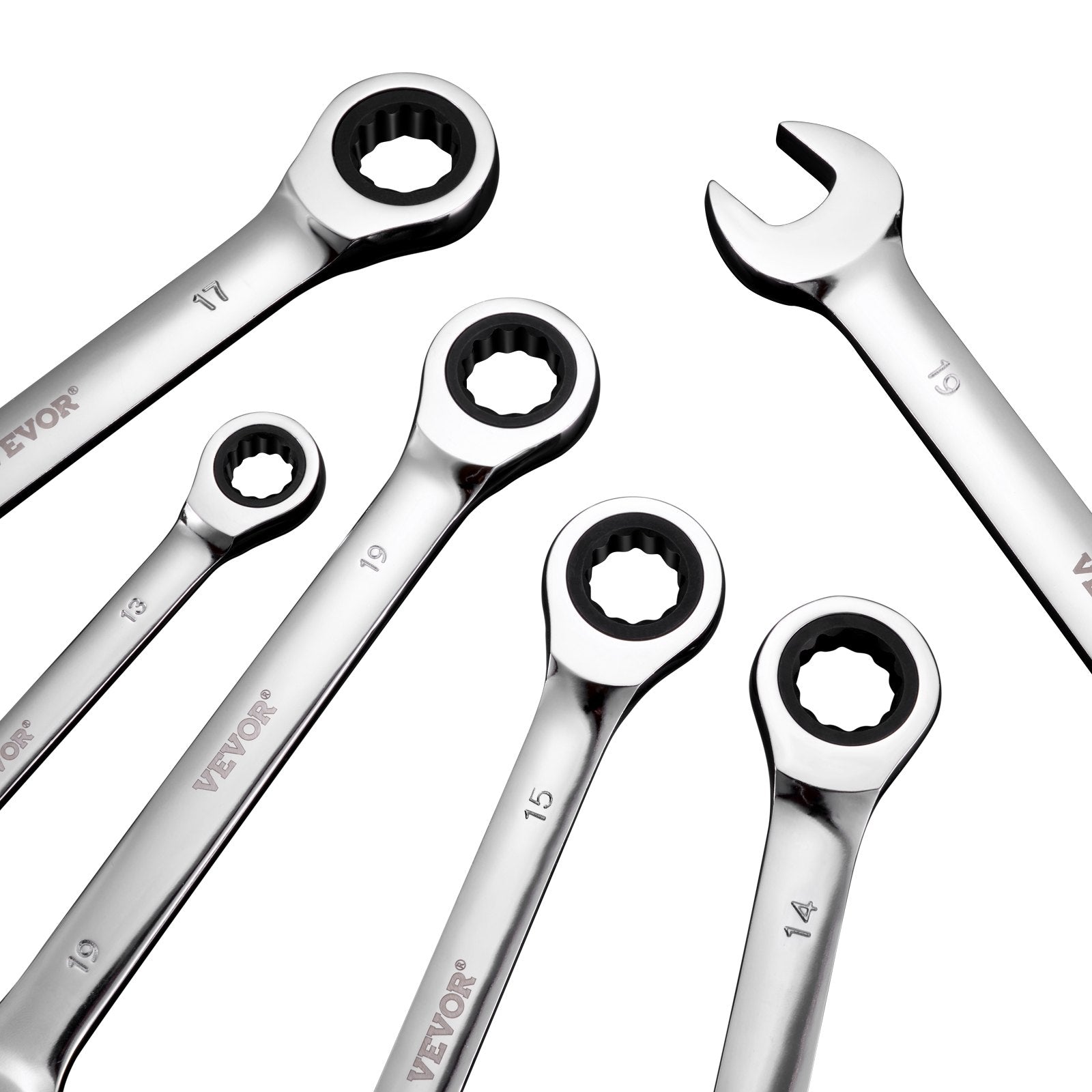 Combination Wrench Set, 16-Piece Ratcheting Wrench Set with Organizer Rack, Cr-V Steel Wrench Set Metric 8 mm V952-ZXBSTZGDK16PX3TR1V0