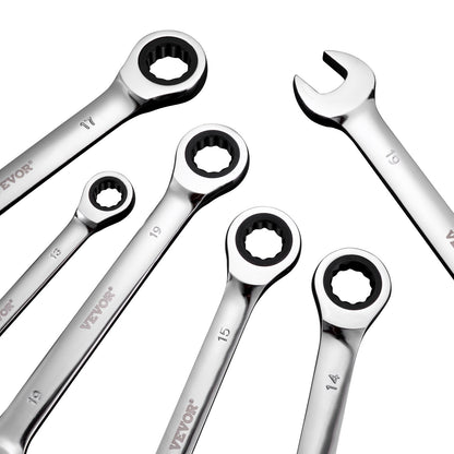 Combination Wrench Set, 16-Piece Ratcheting Wrench Set with Organizer Rack, Cr-V Steel Wrench Set Metric 8 mm V952-ZXBSTZGDK16PX3TR1V0