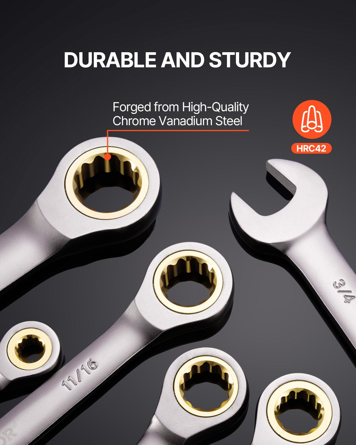 Combination Wrench Set 24 PCS SAE 1/4" - 7/8" Metric 8-19mm Organizer Rack V952-ZXBSTZGDK24PU44S3V0