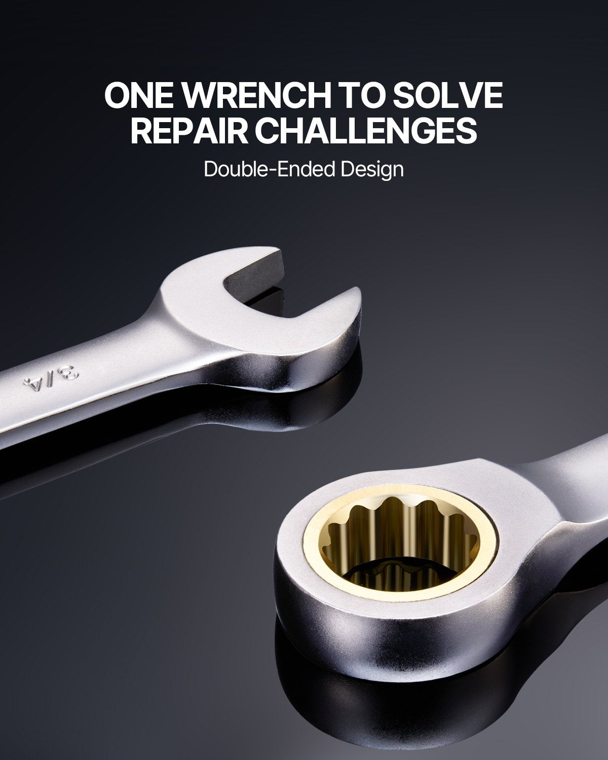 Combination Wrench Set 24 PCS SAE 1/4" - 7/8" Metric 8-19mm Organizer Rack V952-ZXBSTZGDK24PU44S3V0