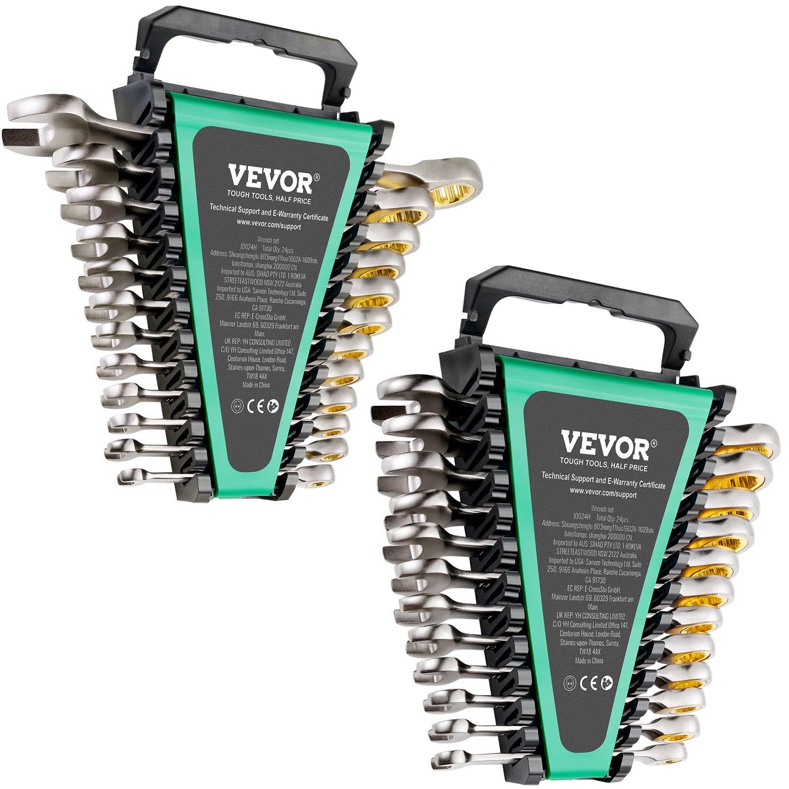 Combination Wrench Set 24 PCS SAE 1/4" - 7/8" Metric 8-19mm Organizer Rack V952-ZXBSTZGDK24PU44S3V0