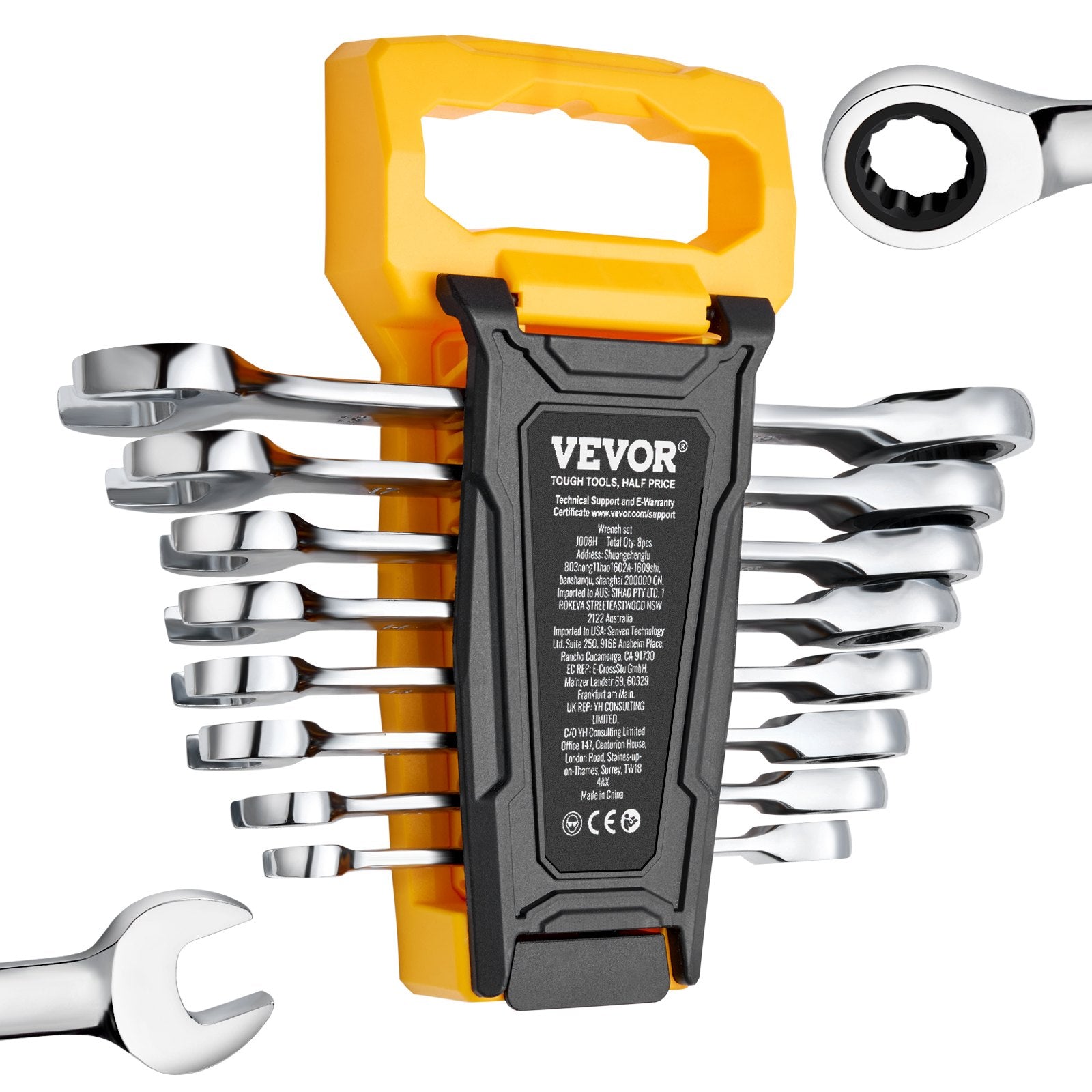 Combination Wrench Set 8-Piece Metric 8 mm to 19 mm with Organizer Rack V952-ZXBSTZGDK8PCTOFDPV0