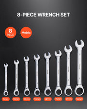 Combination Wrench Set 8-Piece Metric 8 mm to 19 mm with Organizer Rack V952-ZXBSTZGDK8PCTOFDPV0
