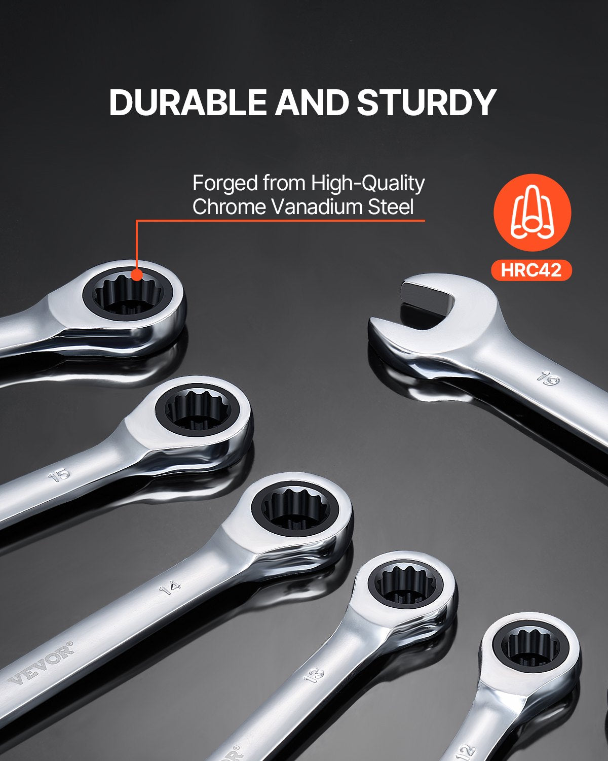Combination Wrench Set 8-Piece Metric 8 mm to 19 mm with Organizer Rack V952-ZXBSTZGDK8PCTOFDPV0