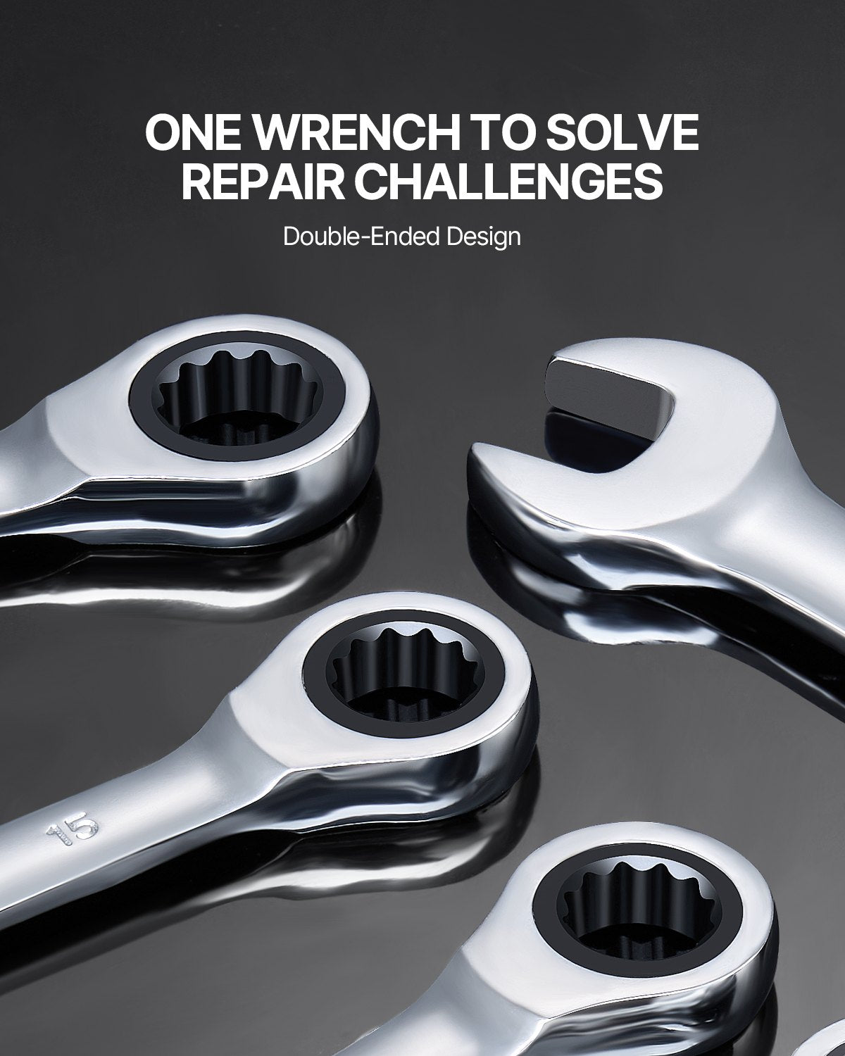 Combination Wrench Set 8-Piece Metric 8 mm to 19 mm with Organizer Rack V952-ZXBSTZGDK8PCTOFDPV0