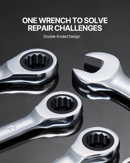 Combination Wrench Set 8-Piece Metric 8 mm to 19 mm with Organizer Rack V952-ZXBSTZGDK8PCTOFDPV0