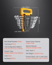 Combination Wrench Set 8-Piece Metric 8 mm to 19 mm with Organizer Rack V952-ZXBSTZGDK8PCTOFDPV0